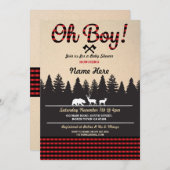 Oh Boy Baby Lumberjack Baby Shower Red Invite (Front/Back)
