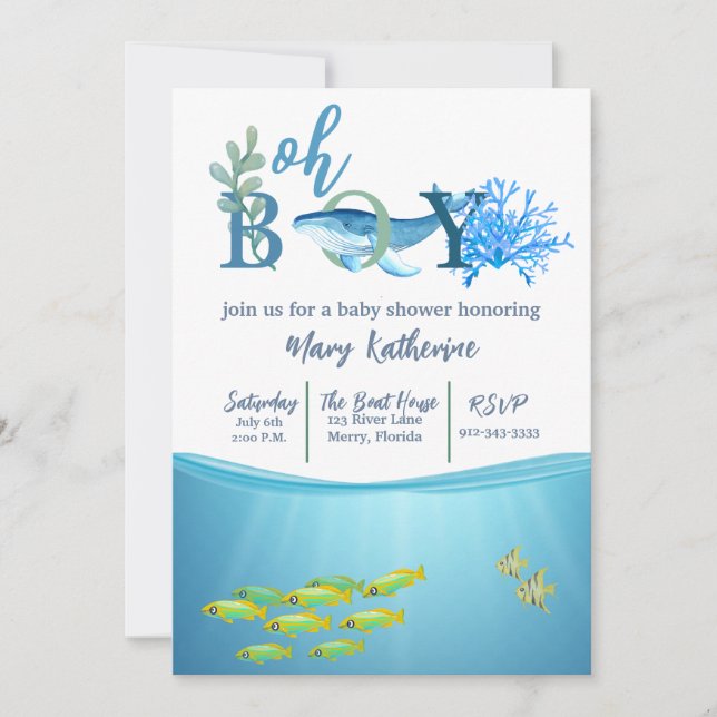 Oh Boy Baby shark Invitation (Front)