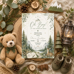 Oh Boy Baby Shower Adventure Woodland Mountain Invitation