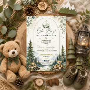 Oh Boy Baby Shower Adventure Woodland Mountain Invitation