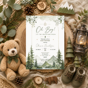 Oh Boy Baby Shower Adventure Woodland Mountain Invitation