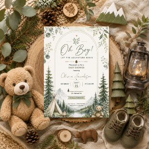 Oh Boy Baby Shower Adventure Woodland Mountain Invitation