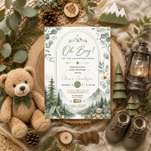 Oh Boy Baby Shower Adventure Woodland Mountain Invitation