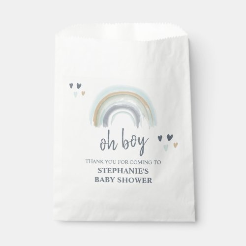 Oh Boy Baby Shower Blue Boho Rainbow Thank You   Favor Bag