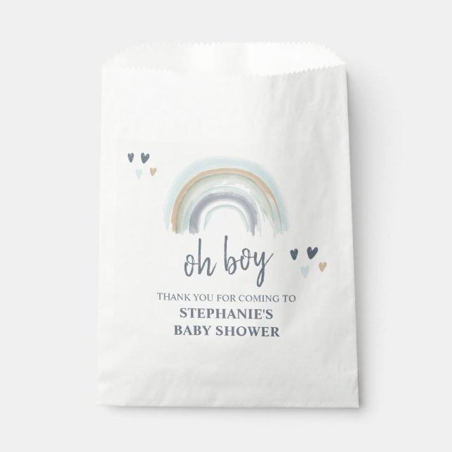 Oh Boy Baby Shower Blue Boho Rainbow Thank You   Favor Bag (Front)