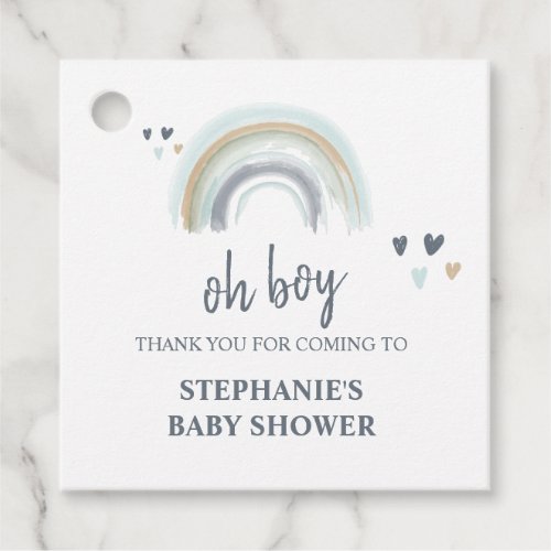 Oh Boy Baby Shower Blue Boho Rainbow Thank you   Favor Tags