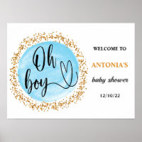 Oh Boy Baby Shower Blue Welcome  Poster