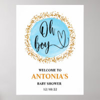 Oh Boy Baby Shower Blue Welcome  Poster