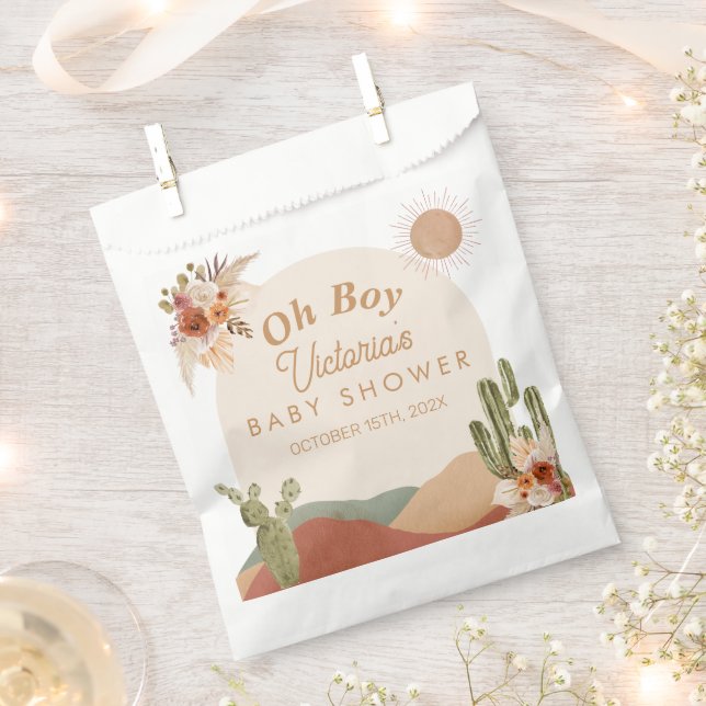 Oh Boy Baby Shower Cactus | Boho Southwest Desert Favor Bag (Clipped)