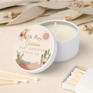 Oh Boy Baby Shower Cactus | Boho Southwest Desert Mini Candle Favors