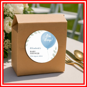 Oh Boy Baby Shower Classic Round Sticker