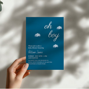 Oh Boy Baby Shower - Cute Cloud Design Invitation
