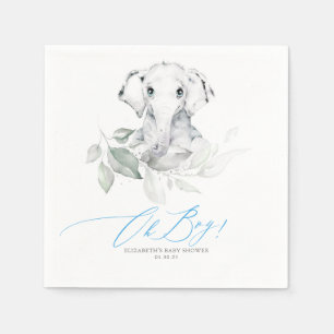 Oh Boy Baby Shower Elephant Greenery Napkins