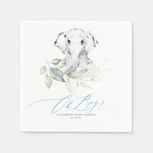 Oh Boy Baby Shower Elephant Greenery Napkins