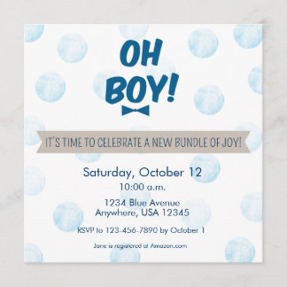 Oh Boy! Baby Shower Invitation