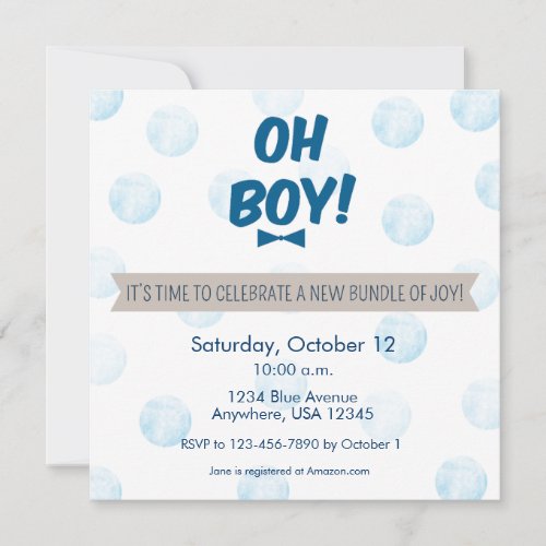 Oh Boy Baby Shower Invitation