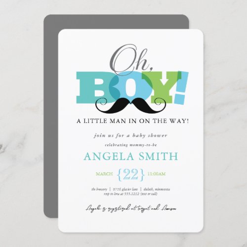 Oh Boy Baby Shower Invitation