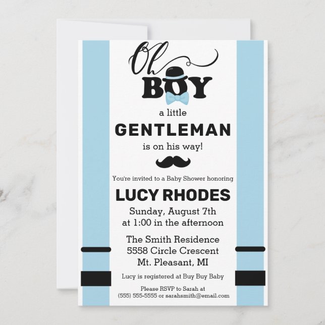 Oh Boy! Baby Shower Invitation  (Front)