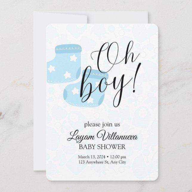 "Oh Boy" Baby Shower Invitation  (Front)