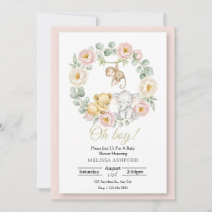 Oh Boy Baby Shower Invitation Safari Animals