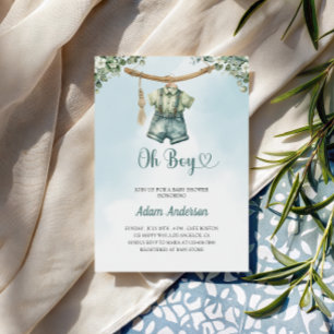 Oh Boy Baby Shower Invite – Watercolor Boy Outfit