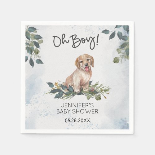 Oh Boy  Baby Shower Labrador Puppy Napkins