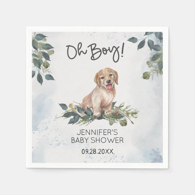 Oh Boy ! Baby Shower Labrador Puppy Napkins (Front)