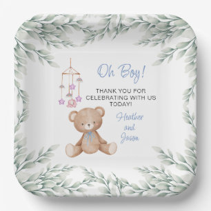 Oh Boy Baby Shower Paper Plates