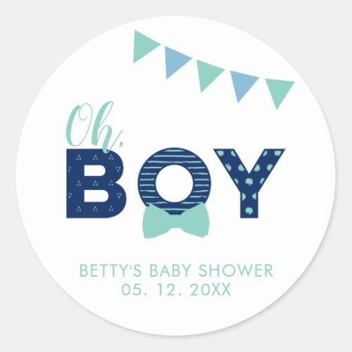Oh Boy Baby Shower  Party Favor Thank you Sticker