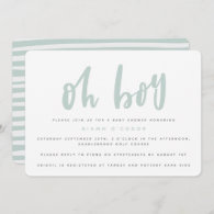 Oh boy, baby shower party invitation