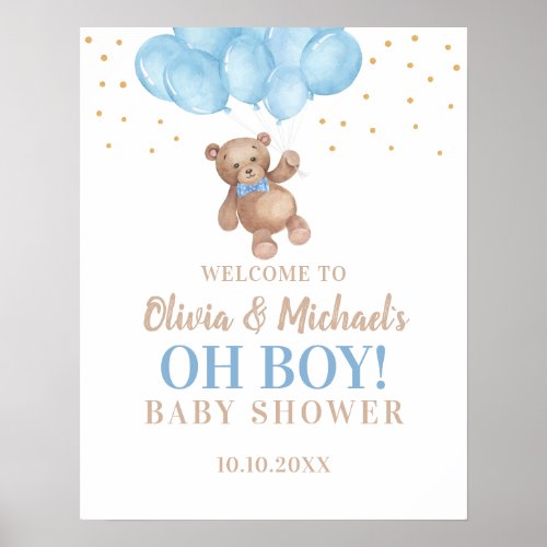 Oh Boy Baby Shower Party Welcome Poster