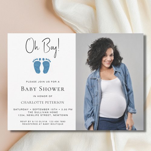 Oh Boy Baby Shower Photo Invitation