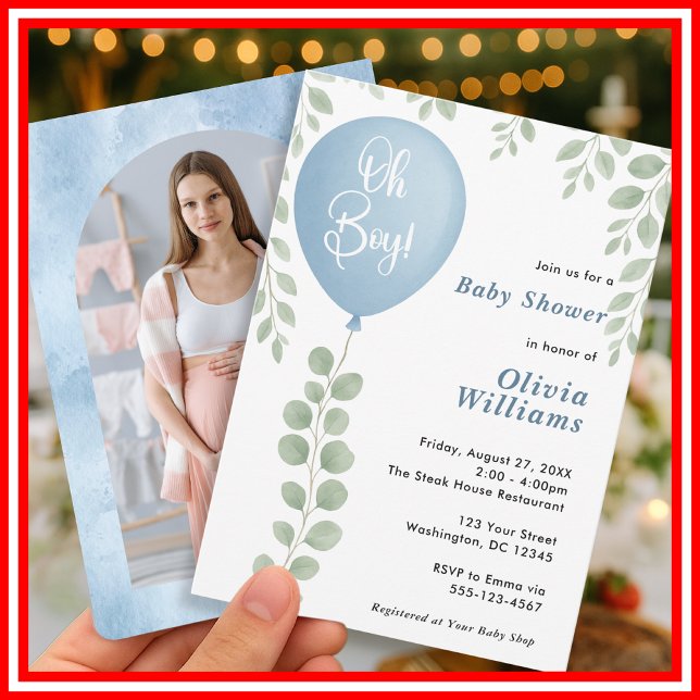 Oh Boy Baby Shower | Photo Invitation (Creator Uploaded)