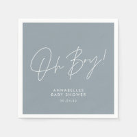 oh boy Baby shower script blue elegant