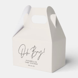 oh boy Baby shower script cream neutral elegant  Favor Boxes