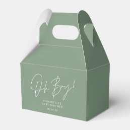 oh boy Baby shower script green elegant  Favor Boxes