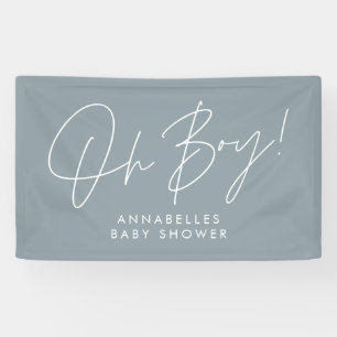 oh Boy baby shower script modern baby blue elegant Banner