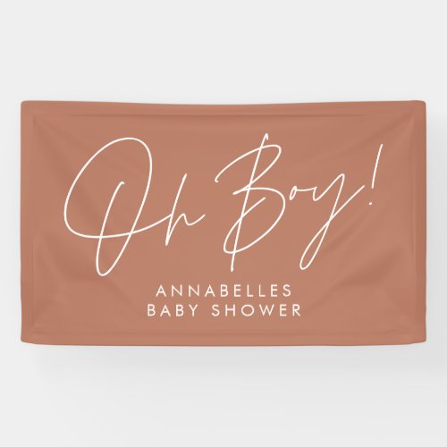 oh Boy baby shower script modern terracotta chic Banner