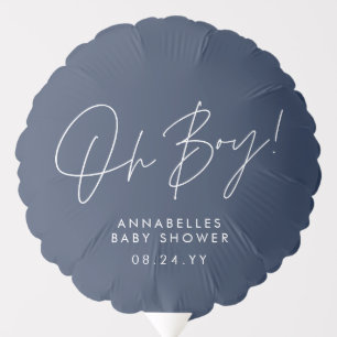 oh boy Baby shower script navy blue elegant Balloon