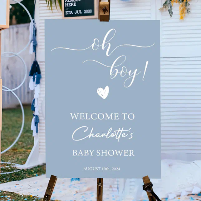Oh Boy Baby Shower Sign, Blue Baby Shower Welcome Foam Board | Zazzle