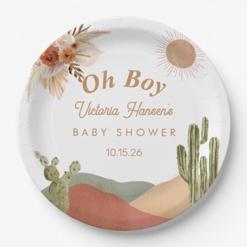 Oh Boy Baby Shower Southwestern Arizona Desert Paper Plates