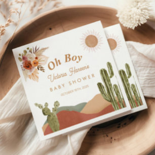 Oh Boy Baby Shower Southwestern Cactus Desert Napkins
