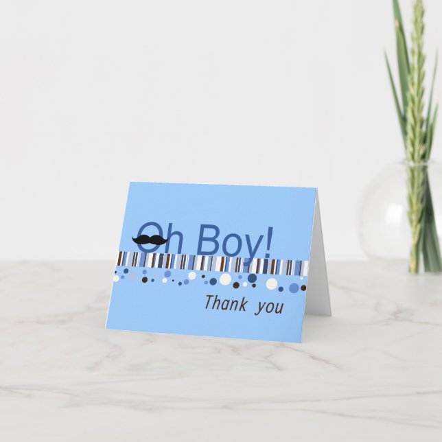 Oh Boy Baby Shower Thank You Card (Front)