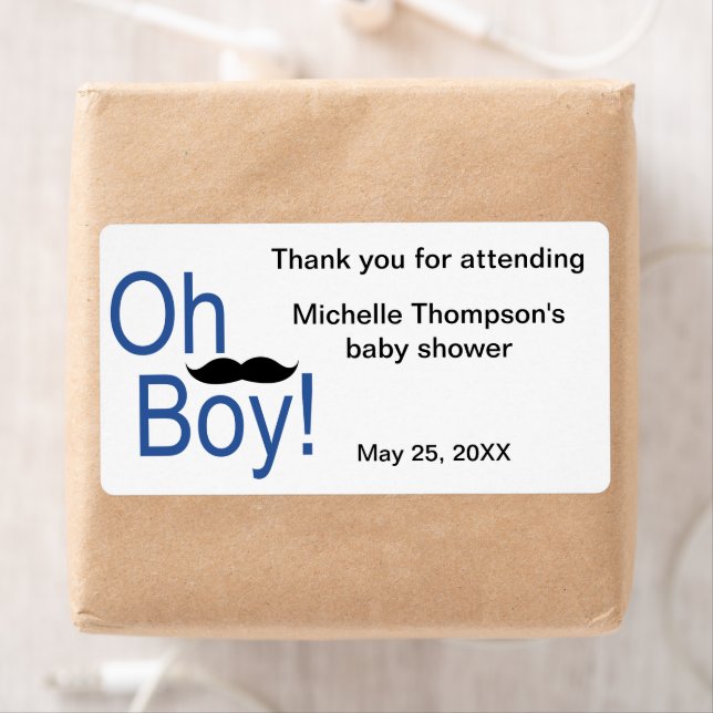Oh Boy Baby Shower Water Bottle And Favor Label (Insitu)