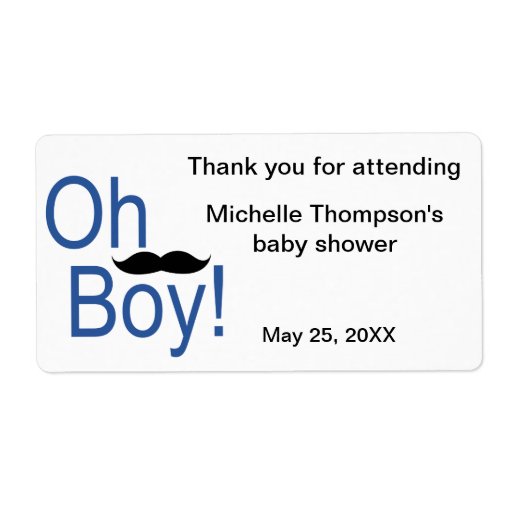 Oh Boy Baby Shower Water Bottle And Favor Label | Zazzle