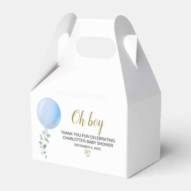 Oh Boy Baby Shower with Balloons Favor Box (Front Side)