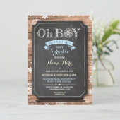 OH BOY Baby Shower Wood Winter Sprinkle Invite (Standing Front)