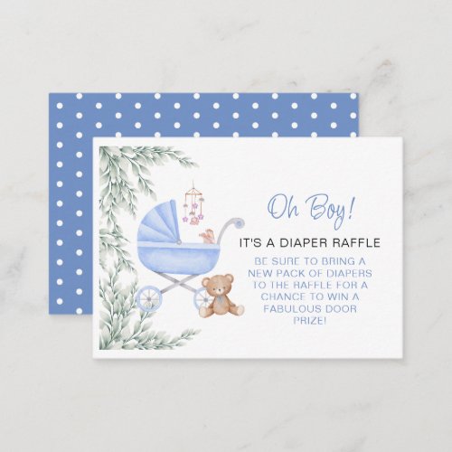 Oh Boy Baby Stroller And Mobile Diaper Raffle Enclosure Card
