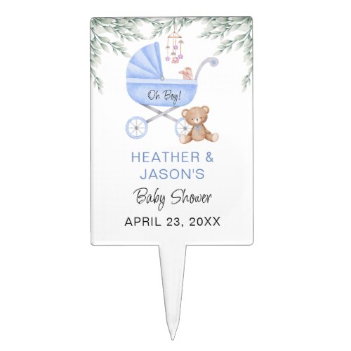 Oh Boy Baby Stroller and Mobile Shower Cake Topper