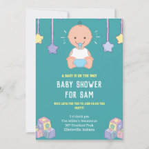 Oh Boy Baby toys blue baby shower  Invitation